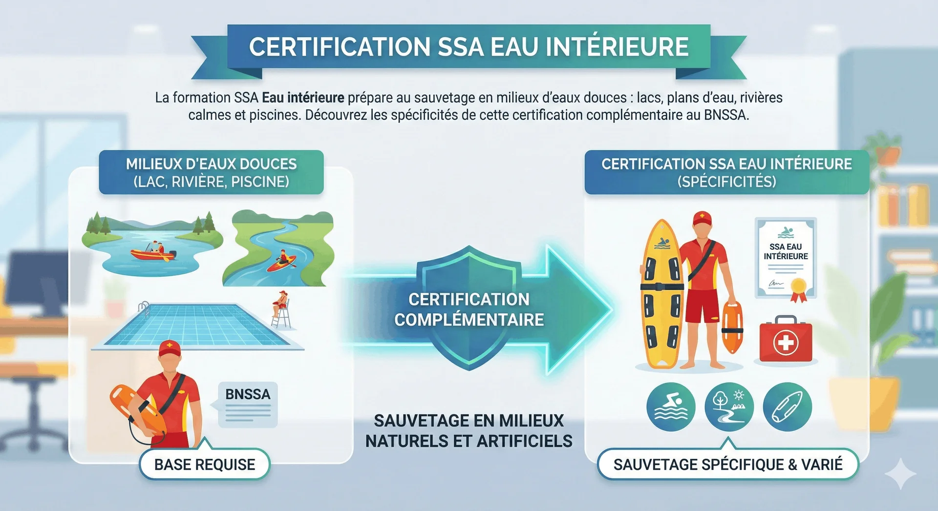 SSA Eau intérieure : sauvetage en lac, rivière et piscine