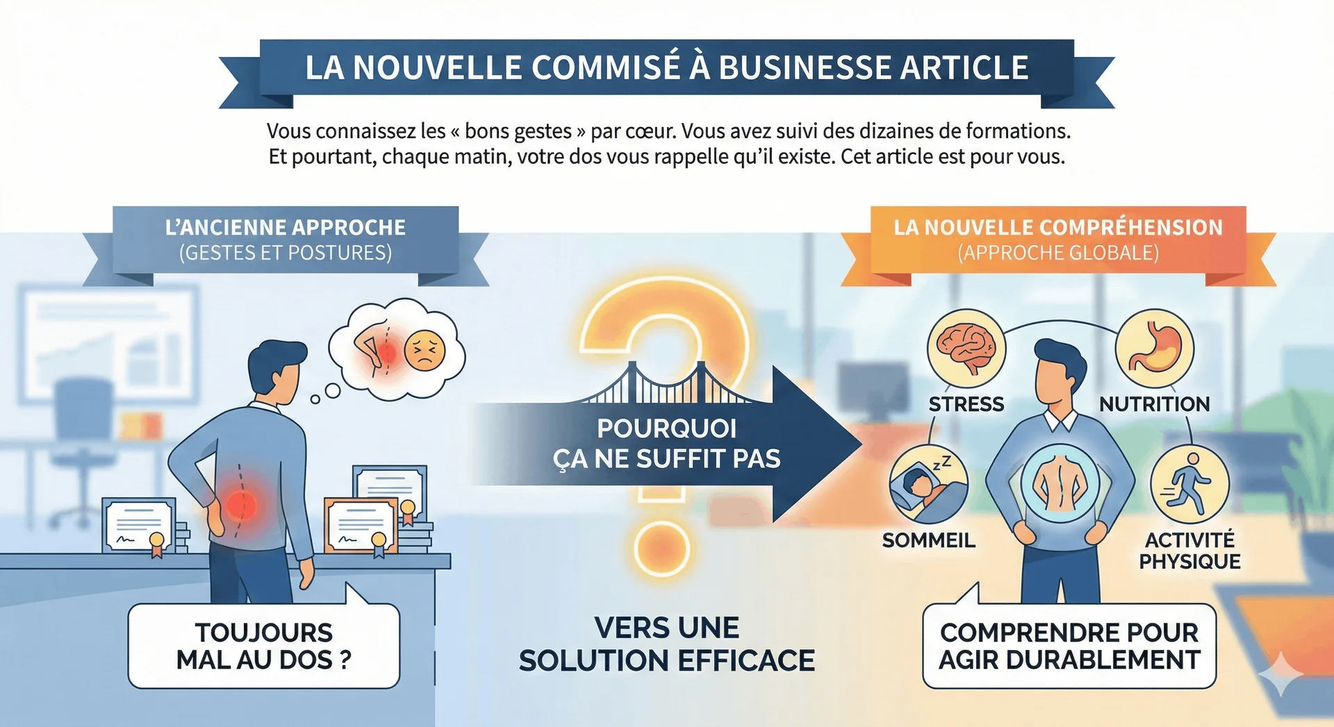 Vous avez fait 10 formations Gestes et Postures et vous avez toujours mal au dos ? Voici pourquoi.